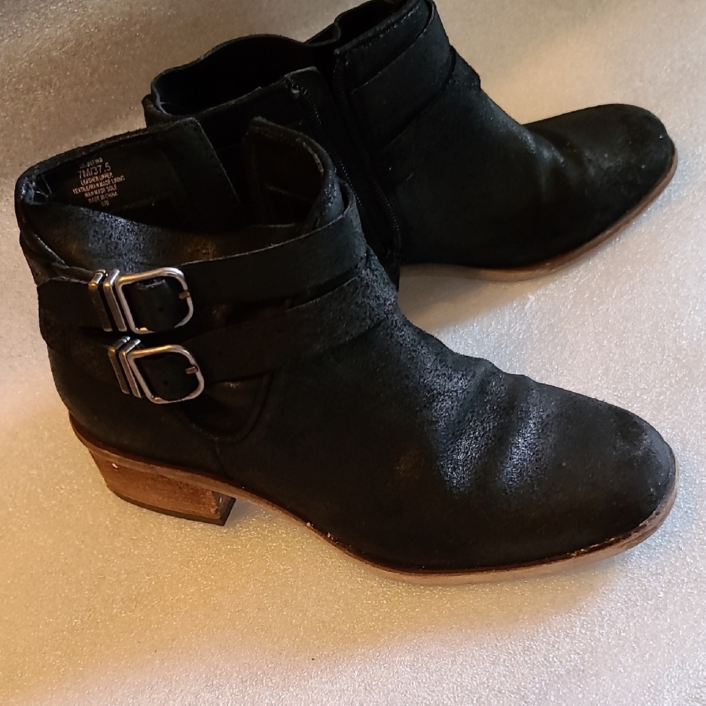 Lucky Brand Black Ankle Booties with Silver Buckles